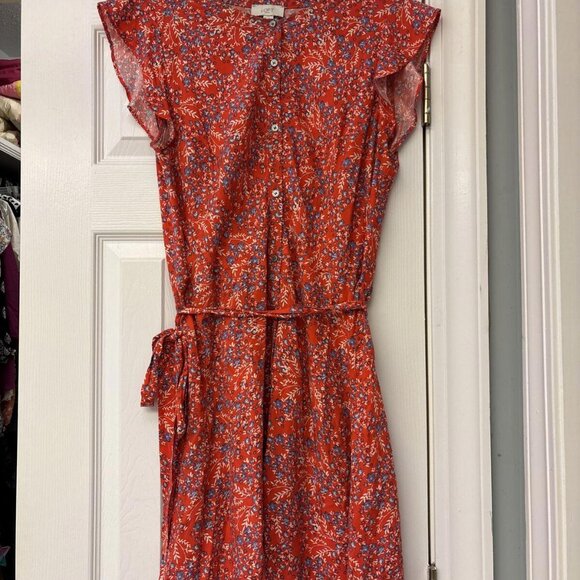 LOFT Dresses & Skirts - LOFT Red and Blue Floral Mini Dress